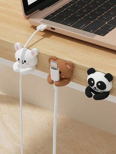 2/3 piezas Organizador de gestión de cables para escritorio, clips adhesivos para cables para escritorio, mesita de noche, pared, coche, dormitorio y oficina, soporte de cables multifunción, clips organizadores lindos para auriculares/cables, abrazaderas para organizar cables sin taladrar, accesorios de gestión de cables