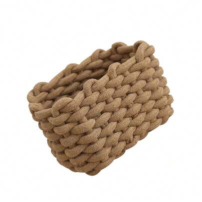 棉绳收纳盒，简约编织篮，适用于桌面整理或家居装饰