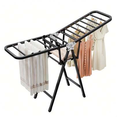 Stendibiancheria pieghevole con sistema di rulli integrato e barre divisorie - Stendibiancheria in carbonio per casa, dormitorio, spazi ridotti, conservazione salvaspazio, indipendente, senza assemblaggio richiesto per l'organizzazione della lavanderia