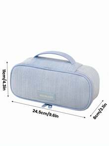 1件/套纯色灯芯绒化妆包，女孩化妆包套装，化妆品收纳包，多功能储物包，带拉链手拿包，轻便洗漱包，可收纳护肤品、化妆品、唇油、防晒霜、护手霜、耳机、零钱、文具、小物件等。可爱化妆包，化妆包，化妆盒，化妆包，日常通勤必备，旅行必备，圣诞节和生日的完美礼物之选。 - 藍色 - 查看 11