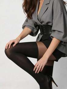 Classic Black Fashionable Loose Fit Pantyhose, Combining Stylish Design And Versatile Wearability - Black - View 6