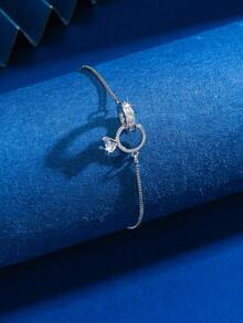 1件优雅奢华风格可旋转立方氧化锆手链，可调节链条，适合婚礼、毕业礼物 - 彩色 - 查看 11