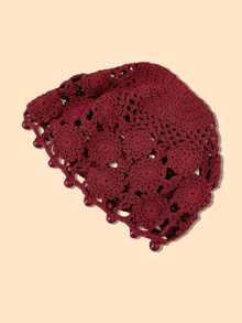 1pc Summer Breathable Boho Handmade Crochet Floral Tassel Headband, Hollow Out Versatile Hat - A - View 8