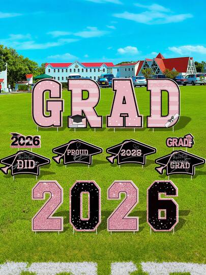 Bộ 2 bảng hiệu tốt nghiệp, bảng hiệu lớn màu hồng "Chúc mừng tốt nghiệp", bảng hiệu tốt nghiệp năm 2026 kèm chân đế, trang trí tiệc tốt nghiệp ngoài trời, phù hợp cho trang trí bảng hiệu tốt nghiệp đại học và trung học.