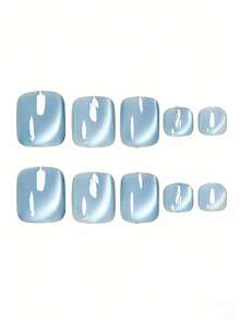 1 Set Almond-Shaped Pressed Manicure, Minimalist Red Cat Eye Full Cover False Nail Tips, Suitable For Ladies And Girls Party, Office, Daily Wear. Includes 1 Adhesive Sticker And 1 Mini Nail File. Random Delivery Of Jelly Glue. Press On Nails - Multicolor - View 3