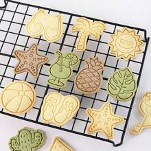 8 件套夏日海滩饼干模具，夏威夷风情饼干切割器，适合夏季度假 - 火烈鸟、时尚眼镜、椰子树、海星、贝壳、西瓜造型 - 彩色 - 查看 2