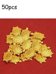50/6pcs Gold Lucky Turtle Gifts, Exquisite Metal Ornaments, Feng Shui Golden Lucky Turtle Decor, Theme Party Gifts, Home Desktop Decoration, Potted Plant Micro Ornaments, Suitable For Party Surprises, Desktop Decor, Wallet Hanging Accessories, Desktop Ornaments - Multicolor - View 10