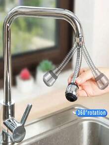 360 °   Rotatable Faucet Extender - Water Saving Aerator Nozzle With Flexible Tube For Kitchen & Bathroom Sink,Bathroom Deccor,Kitchen Essentials,Bathroom Accesssories,Household Items,House Decor,Kitchen Orangizer - Bạc - Xem 3