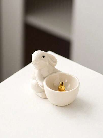 树脂兔子蛋形首饰收纳盒 – 可爱兔子造型梳妆台项链耳环收纳 | 客厅卧室美观桌面装饰 | 一体式时尚收纳方案