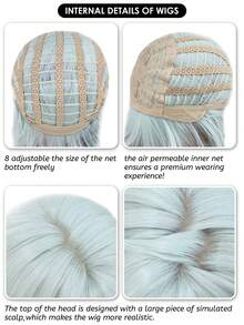 alicegarden 16-Inch Long Synthetic Wig Featuring A Natural Straight Style A Stunning Multicolor. Designed With Bangs , This False Hairpiece Is Perfect For Ms Daily Use, Offering A Natural And Realistic Appearance That Mimics Gift For Ladies. (No Accessories) - Multicolor - View 10