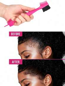 1PC Double Sided Edge Control Brush, 3-In-1 Styling Tool With Boar Bristles For Smooth Baby Hair And Eyebrows, Professional Hair Edge Brush For Natural Hair Styling, Anti-Frizz Grooming Kit For Women Girls, Travel Friendly Hair Accessories For Daily Use,Christmas Gift,Hair Tools,Hair Items,Travel Essential,Travel,Barber,Hairstylist,Barber Accessories,Valentine's Day,Hair Supplies,Hair Stylist,Barbershop,Salon,Vacation Essentials,Hair Products,Barbershop,Valentine's Gift,Travel Essentials For Women,Hair Stylist Tools - 玫紅色 - 查看 2