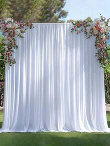 1pc/2pcs White Wedding Backdrop Curtain, White Milk Silk Backdrop Curtain, White Polyester Photography Background For Wedding Party Ceremony Stage Decor, Bridal Party, Anniversary Party Stage Decor, Shower Birthday Party Home Room Photo Backdrop Decor White Satin Party Curtain Background Decoration,Christmas New Year Photograph Props - White - 查看 4