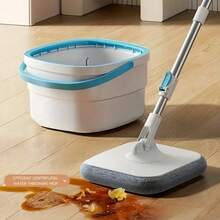 Hands-Free Mop Bucket Set, Lazy Mop, Dust-Removing Mop, Dual-Use For Dry And Wet Cleaning. Perfect For Home, Kitchen, And Bathroom Floors. Cleaning Supplies Suitable For Household, Kitchen, And Bathroom Cleaning. - 拖把套裝 - 查看 9