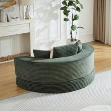 A Versatile Two-In-One Sofa Bed, Ideal For Small Spaces, That Can Be Used As Both A Semi-Circular Sofa And A Round Chaise Longue. The Armrests Feature Fabric Pockets. - Dark Green - View 8
