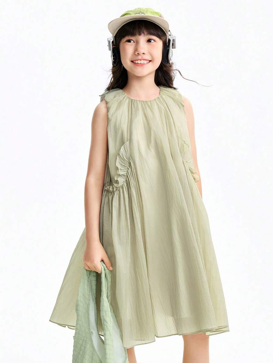 Annil Sweet And Dreamy Sleeveless Dress For Girls, Perfect For Summer. - Spring Mountain Apricot - View 1