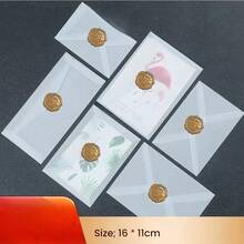 5/10pcs Sulfuric Acid Paper Envelope Set, Semi-Transparent Matte Minimalist Invitation Envelopes, Suitable For Weddings, Holidays And Mailing, With Wax Seals, 16*11cm - Sets - View 6