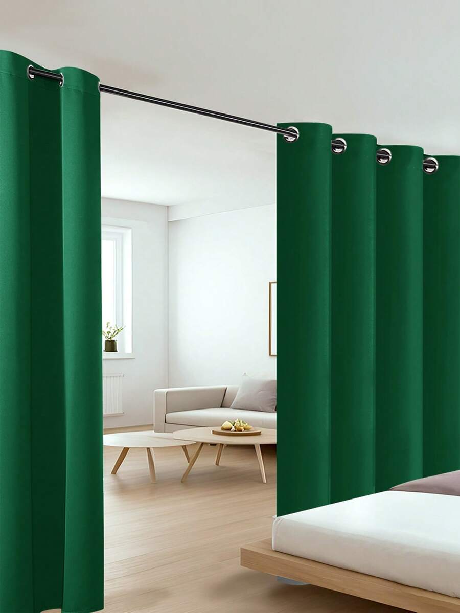 1件装经典款遮光隔断帘 - 隔音隐私帘，顶部带金属环 - 高精度平纹涤纶面料，适用于卧室、露台门 - 四季通用无绳田园风窗帘，卧室和客厅适用 - 墨綠色 - 查看 1