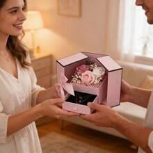 Hộp quà hoa tươi cao cấp, thích hợp đựng vòng cổ, son môi, dùng trong nhiều dịp như Ngày của Mẹ, đám cưới, Ngày Valentine, làm hộp đựng trang sức, hộp quà tặng. - Hộp quà tặng - Xem 4