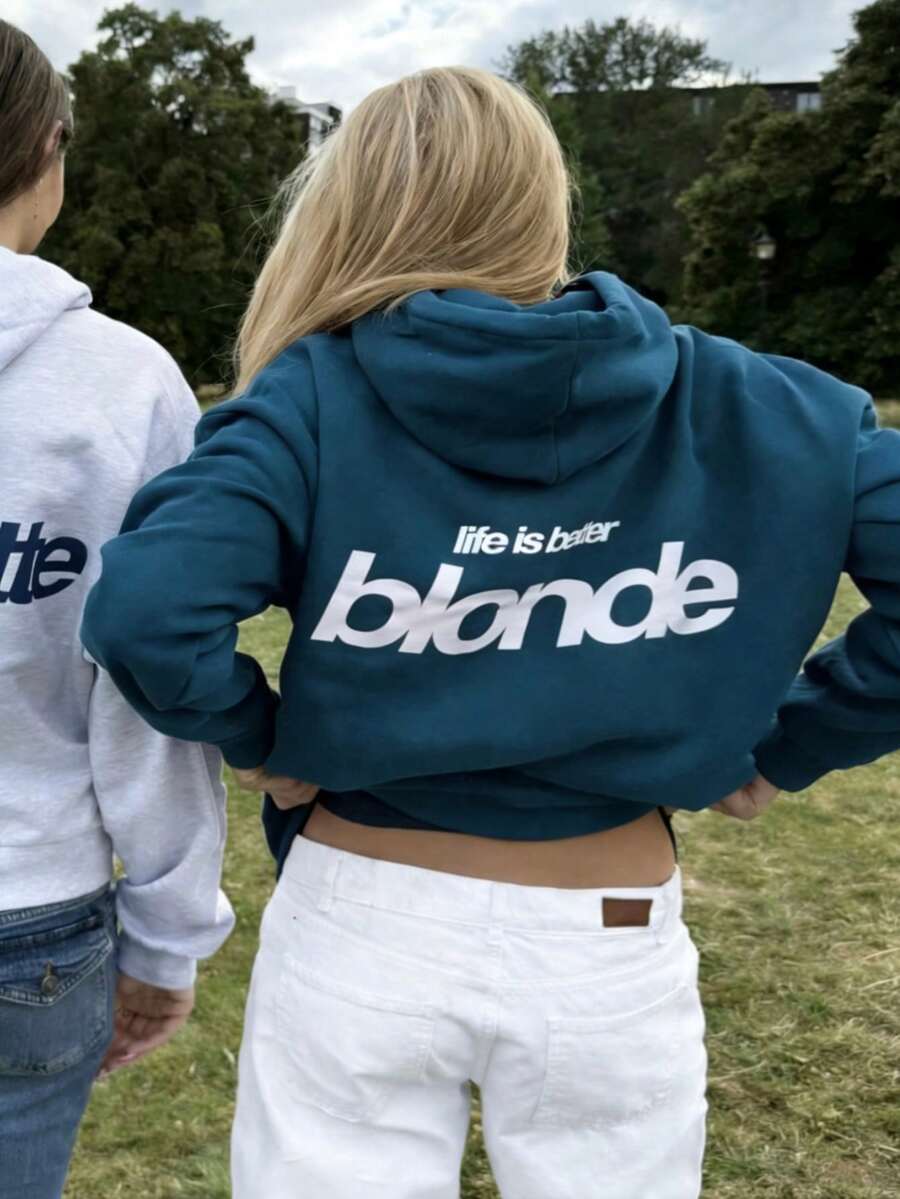 女式連帽衫衛衣，秋冬裝棉質女式上衣，趣味簡約字母標語圖案印花，落肩hoodie Curve oversize運動衫，百搭，氛圍感/復古風/高街風/英倫風/學院風，春夏服裝長袖上衣，四季通用上衣，trip hoodie，italy seeater，星期日mujer，sudaderas de mujer invierno，sudadera，ropa invierno de mujer，vestiti，winter，polar mujer，forro polar，capucha，sudadera navidad，weihnachten，hoodie，oberteilemen，graphic teama navidc，weihnachten，hoodie，oberteile out，casual， vacation，y2k，孔雀藍色上衣 - 孔雀藍 - 查看 1