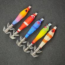 Avlcoaky Set de 5 señuelos de calamar simulados que brillan en la oscuridad para pesca de mar - Multicolor - Ver 4