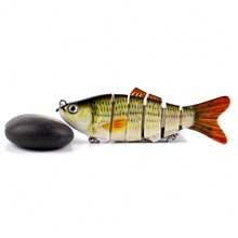 Mồi giả bơi khớp nối bán chạy nhất, dài 10cm, nặng 16.7g, 6 đoạn, có bi tạo tiếng kêu, trọng lượng tăng dần, chuyển động bơi sống động, mồi cứng dành cho câu cá vược. - Nhiều màu - Xem 14