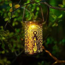 1 buc felinar de păun din fier, cu energie solară, vintage, impermeabil, pentru exterior, lampă de gazon, se aprinde automat noaptea, lampă suspendată de grădină, lumină de atmosferă - Păun - Vizualizare 4