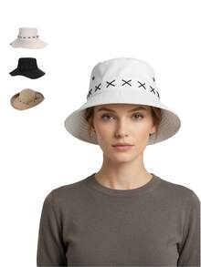 1pc Summer Sun Hat, Denim Sun Hat, Bucket Hat, Unisex Outdoor Camping Casual Wide Brim Sun Protection Hat - A - View 5