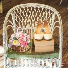 1pc Woven Wedding Flower Basket, - Features A Removable Liner And Serves Multiple Purposes For Storing Flower Petals. Available In Pastel Blue, White, And Grey, It'S Perfect For Home Use, Weddings, Photo Props, And Garden Storage - Basket - View 2