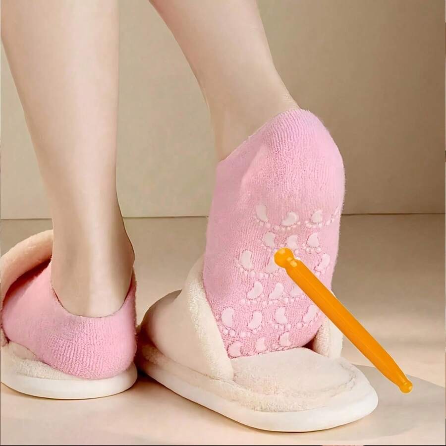 1 đôi tất gel mềm mại dành cho nữ, mặt nạ tinh dầu dưỡng da chân cho bàn chân nứt nẻ, tất gel dưỡng ẩm phục hồi, chuyên dụng cho spa và chăm sóc chân, bảo vệ gót chân khô nứt nẻ và bàn chân. - màu trơn - Xem 1