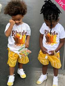 Boys' Cotton Round Neck T-Shirt, Casual And Comfortable Spring And Summer Short-Sleeved Printed Top - 白色 - 查看 2