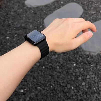Ocean Strap For Apple Watch 10 9 8 7 Ultra Band 46mm 45mm 49mm 44mm 41/42mm Black Silicone Magnetic Sport Bracelet Series 6