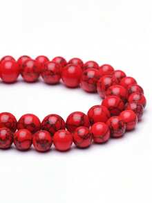 1 Strand Natural Stone Red Turquoises Gemstone Round Loose Beads Crystal Energy Stone Healing Power For Jewelry Making Diy Bracelet Ornaments 4 6 8 10mm - Red - View 4