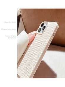 1pc New Fashionable Elegant Retro Plaid Oval Blue Lattice Pattern Woven Texture Waterproof Shockproof Anti-Slip Soft Silicone Phone Case, Stylish Design, Suitable As Gift For Friends And Family, Compatible With IPhone - Multicolor - View 5