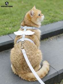 HUITAIYANG 四季宠物牵引绳套装（2件装），猫咪胸背带，轻便户外牵引绳，适合秋冬季节，X型胸带，狗狗胸带，天使翅膀装饰胸带，适合中小型犬猫 - 無色 - 查看 16
