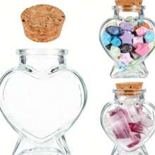 5个迷你心形玻璃瓶，配软木塞，透明许愿瓶，创意星形瓶，漂流瓶，DIY彩虹瓶，适合家居、婚礼、派对装饰 - 彩色 - 查看 6