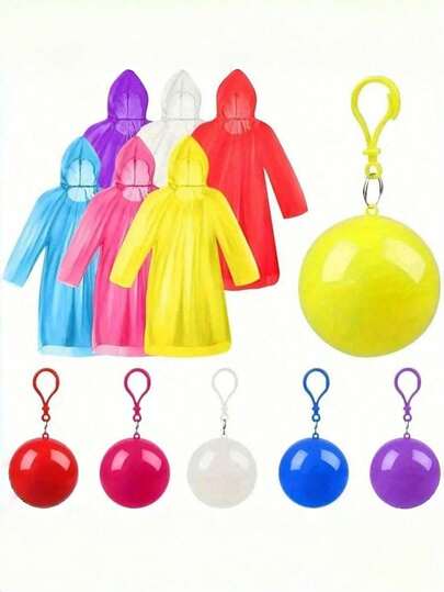 1個 携帯型使い捨て厚手レインポンチョボール、球形収納ボックス付き、軽量コンパクト非常用レインコート、防水防風レインウェア、ハイキング、キャンピング、旅行、アウトドアスポーツ、日常使いに適し、バックパックに掛けて持ち運びが簡単、大人用ファッション非常用レイングッズ、アウトドア旅行の必需品、ランダムカラー