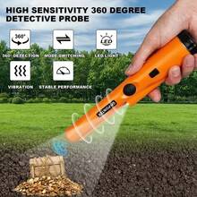 360°侧扫防水手持式金属探测器，精准定位硬币和黄金 - 36V电池，精度0.1，不含电池 - 橘色 - 查看 5