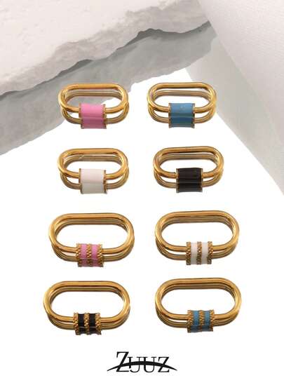 1pc Stainless Steel Color Drip Glue Screw Locks Carabiner Clasps Oval Carabiner Clasps For Necklace Keychain DIY Jewelry Making Supplies Accessories Findings