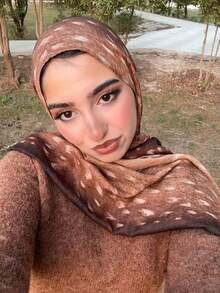 1 chiếc khăn choàng nữ, kiểu Bohemian, in hình hươu, họa tiết màu nước, thích hợp cho hoạt động ngoài trời và sử dụng hàng ngày. - Nâu vàng - Xem 7