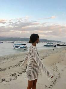 Áo khoác mùa hè nữ LUBI tay dài cổ tròn dáng rộng khoét eo, chất liệu vải dệt kim thoáng khí, màu trơn, thích hợp cho đi làm, dạo chơi, đi biển, du lịch, lễ hội âm nhạc mùa xuân. - Màu be - Xem 5