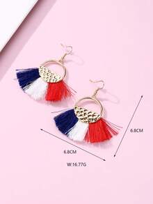 1 Pair Girls' Fashion Hollow Round Tassel Earrings, Suitable For Daily Wear And Festivals - Multicolor - View 3