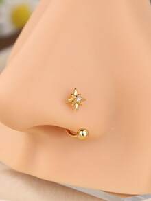 4 chiếc/1 chiếc Khuyên mũi hình bướm, sao, hoa và nơ đính đá CZ, khuyên mũi hở màu vàng, trọng lượng 20G, đầu bi xoay, trang sức xỏ lỗ mũi cho nữ - Vòng mũi - Xem 7