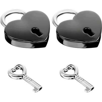 2 ổ khóa hình trái tim 30mm kèm chìa khóa - Khóa mini bằng kim loại dùng cho sổ tay, hộp trang sức/hành lý/quà tặng ngày Valentine/trang trí cầu khóa tình yêu