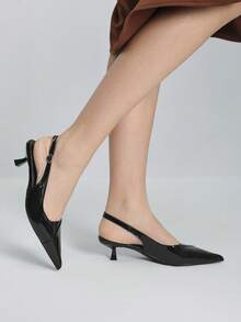 Giày cao gót mũi nhọn, thiết kế khóa cài, thanh lịch, thời trang dành cho nữ. - màu đen - Xem 2