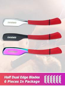univinlions 6" Rainbow Silver Black Optional Spring Internal Sharp Barber Razor Dual Edge Blade Shaver Beard Face Underarm Body Shaving - Multicolor - View 1