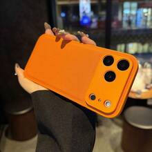 Litchi Grain Leather Full Coverage Anti-Drop Phone Case Compatible With Apple - Orange - View 3