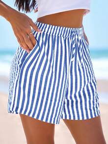 Women's Boxer Shorts Summer Dopamine Casual Home Sleeping Plaid Pj Button Front Y2K Plaid Pajama Shorts - Sọc xanh - Xem 1