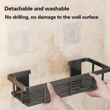 1pc/2pcs No-Drill Black Wall Mounted Shelving Unit, Shower Caddy Set, Space-Saving Hanging Organizer For Shampoo, Conditioner, Etc., Bathroom Storage Solution | Modern Bathroom Shelf, Shower Organizer, Space-Saving Storage, Easy Installation, Compact Design, Suitable For Small Bathrooms - Multicolor - View 3
