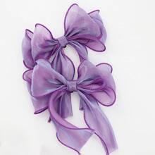 2个极简奢华布艺闪光鱼尾仙女蝴蝶结可拆卸鞋夹 - 紫色 - 查看 6