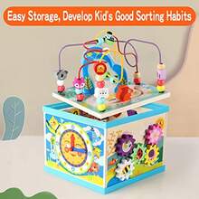 CdbdfsQilay Wooden Activity Cube For Toddlers Large 5 In 1 Multipurpose ABC-123 Abacus Bead Maze Shape Sorter Early Educational Toy For Toddlers - First Birthday Present For Boys Girlsfhrsdf - As Pic - View 5